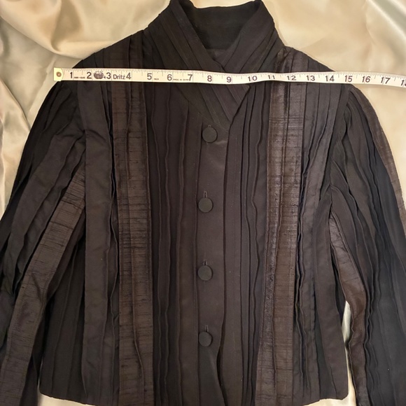 Hulda Bridgeman Design Wearable Art Black Silk Jacket Handmade Size 0 Petite EUC - Picture 9 of 16